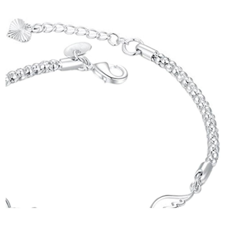  Dicomeng Charm Bracelets for Women Sterling Silver Bracelets  for Women Lady's Pendent Charm Cuff Bracelets for Teen Girls Silver  Jewelry: Clothing, Shoes & Jewelry