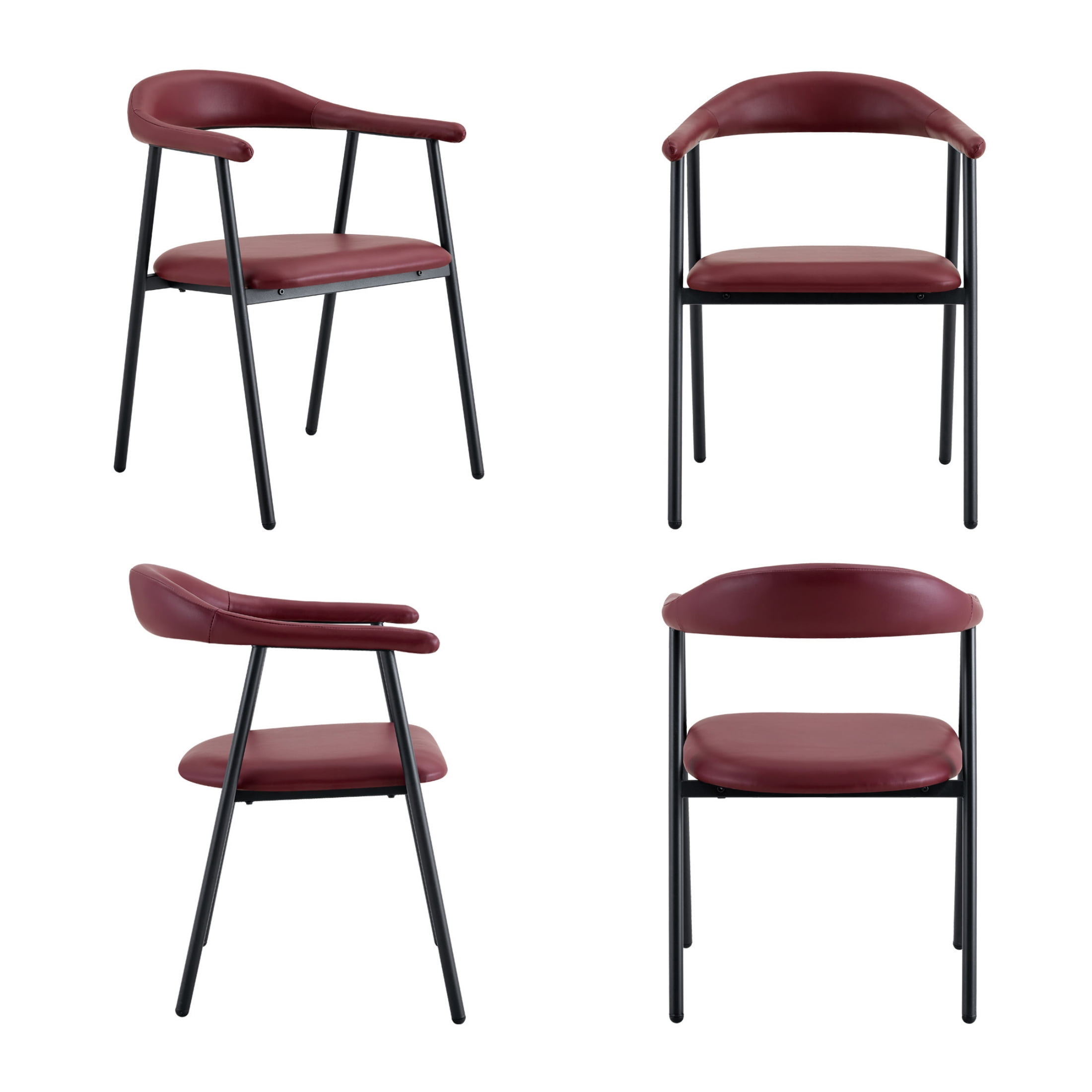 Vinform Upholstered Dining Chairs Set of 4, PU Leather Dining Room Chairs, Burgundy