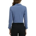 thumbnail image 3 of DARING DIVA Women's Notched Lapel Ruched Sleeve Crop Blazer M Blue Grey, 3 of 7