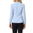 thumbnail image 3 of CAMISA DE BOTONES DE MANGA LARGA CON ESCOTE EN V ELEGANTE PARA MUJERES CHIC S AZUL CLARO, 3 of 6