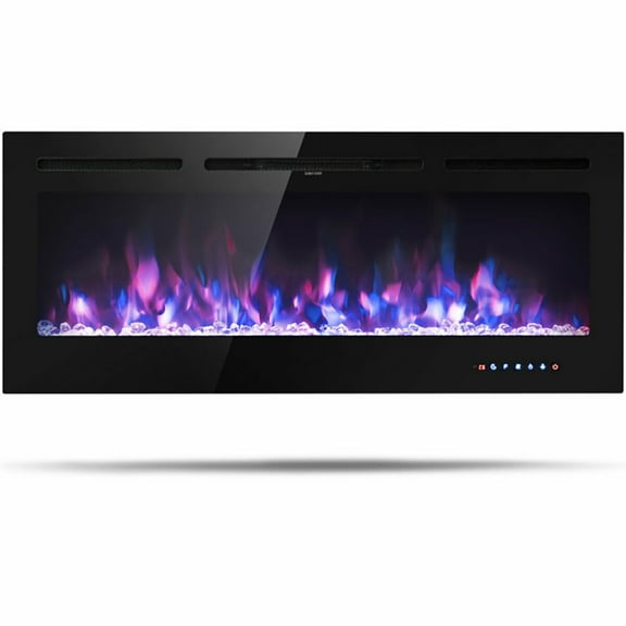 Resenkos Fireplace Heater,Electric Fireplace, 50 Inch Recessed Electric Insert Wall Mounted Fireplace with Adjustable Brightness