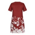 thumbnail image 5 of ZKCCNUK Women's Summer Casual Round Neck Short Sleeve Folding Floral Printed Dresses Wedding Guest Dresses for Beach Party, 5 of 8