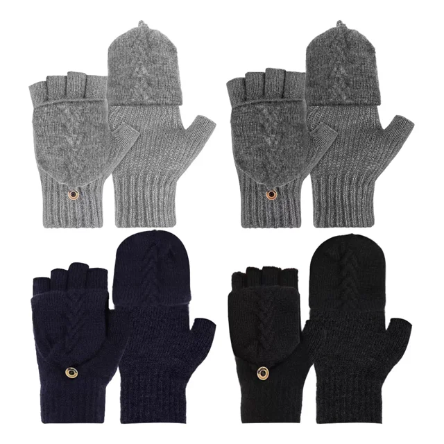 Guantes Tejidos Invierno Frio Dedos Descubiertos Para Hombre