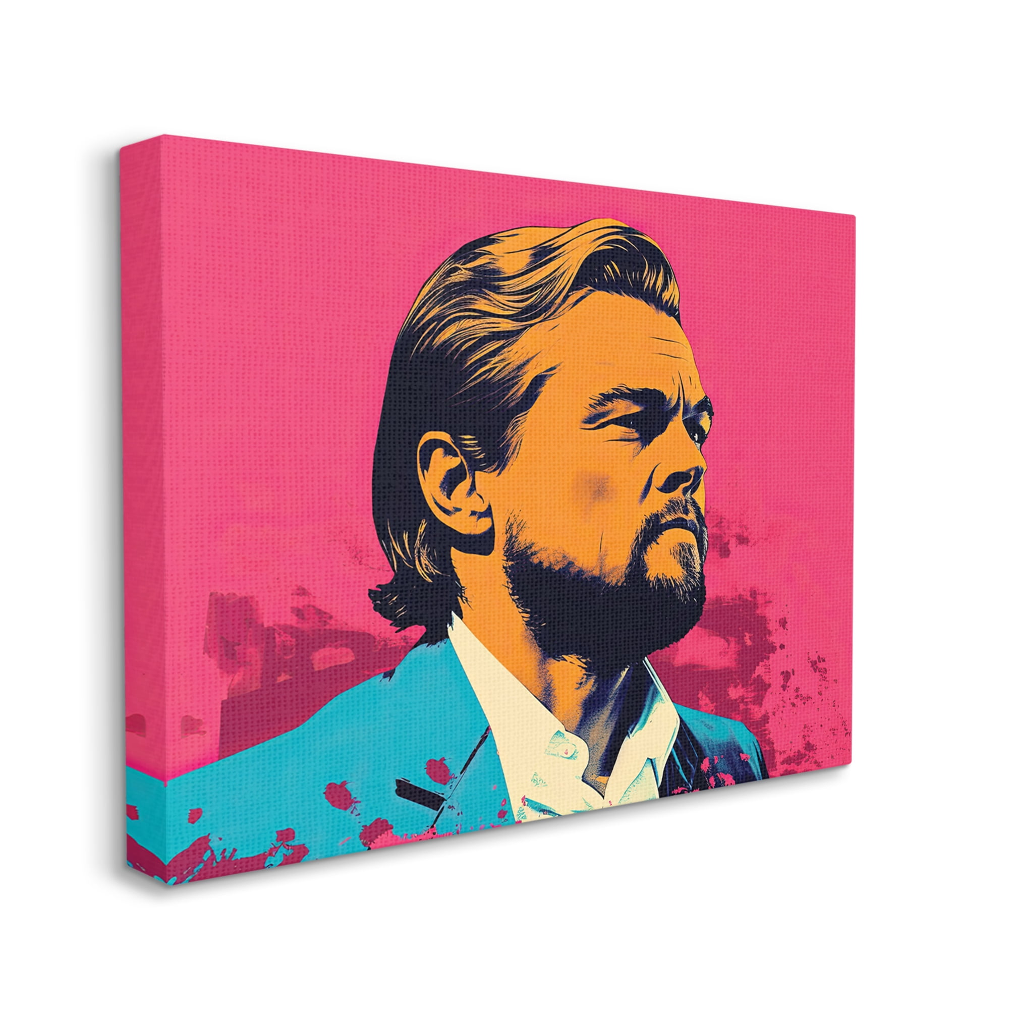 Stupell Industries Pop Style Leonardo DiCaprio Abstract Painting Gallery Wrapped Canvas Print Wall Art, 48 x 36
