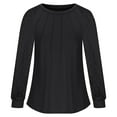 thumbnail image 4 of CQONEPT Women's Lace Patchwork Shirts Pleated Crewneck Blouse Trendy Palazzo Going Out Long Sleeve Tunic Tops Black M, 4 of 6