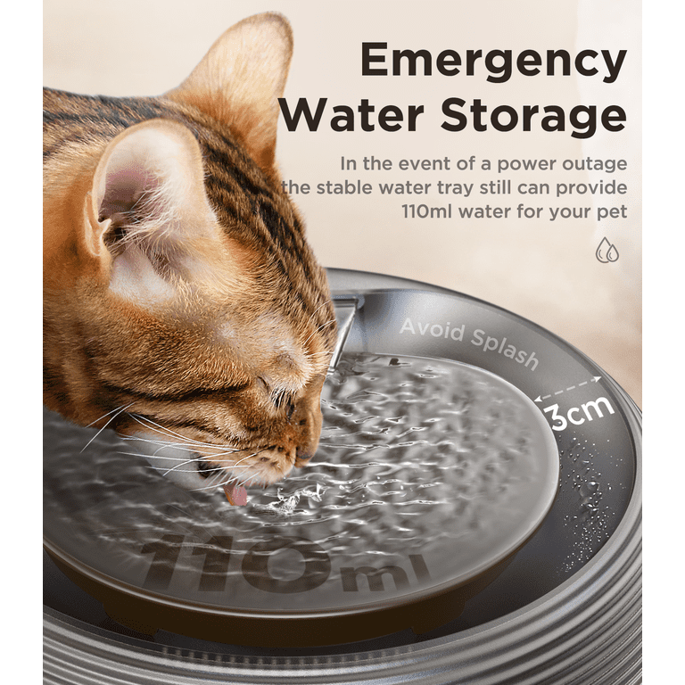 FeelNeedy LED Light Cat Water Fountain, 84oz/2.5L Pet Water