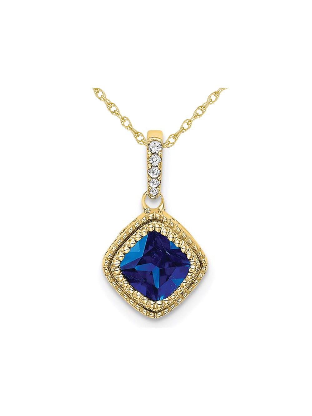 2/5 Carat (Ctw) Natural Blue Sapphire Pendant Necklace with Diamonds in ...