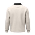 thumbnail image 4 of Domuza Mens Fake Two Pieces Polo Sweatshirt Fall Winter Stylish Casual Loose Long Sleeves Lapel Pullover Top Beige L, 4 of 5