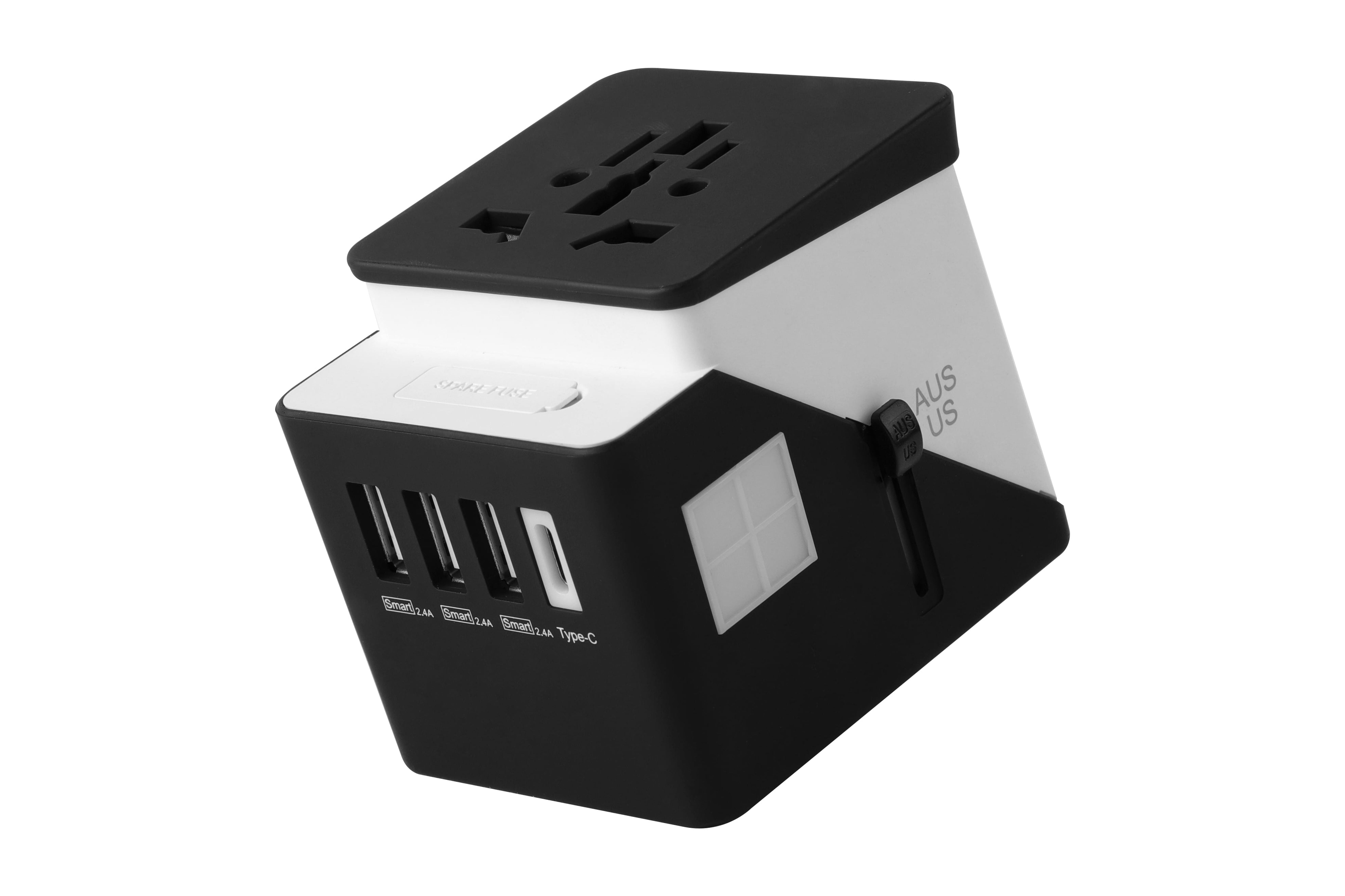 (2 pack) Protege International Travel Power Adapter with USB-C Port, White, 5oz