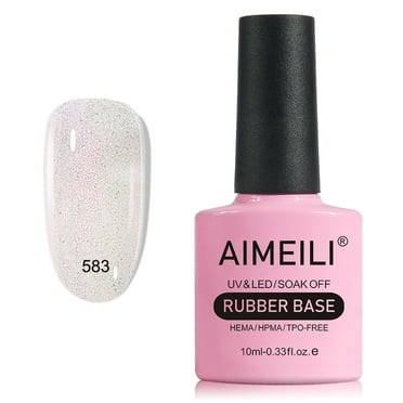 AIMEILI 5 in 1 Rubber Base Gel For Nails, Sheer Color Gel Nail Polish UV LED Soak Off, Elastic Rubber Base Coat Nail Strengthener Nail Rhinestones Glue Gel - (583) 10ml