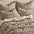 thumbnail image 2 of EVERGRACE Velvet Quilt Queen Size, Luxury Velvet Bedding Set, Ultra Soft Ruched Quilt Sets, Lightweight Comforter Vintage Textured Bedspread Coverlet with 2 Shams for All Season, Khaki Tan, 2 of 8