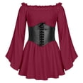 thumbnail image 2 of Kids Pirate Dress Off Shoulder Girls Renaissance Dresses with Corset Belt Flowy Princess Dresses, 2 of 8