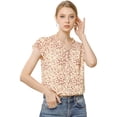 thumbnail image 1 of INSPIRE CHIC blusa de gasa con cuello en V de manga corta suelta para mujer Albaricoque XS, 1 of 6