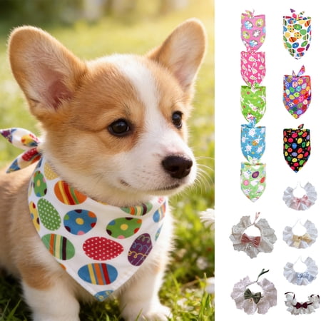 Tarmeek Easter Eggs Pet Dog Bandanas Bunny Pattern Bib for Cats & Dogs Soft Breathable Holiday Easter Decorations for Daily Wear & Festive Occasions Easter Decor