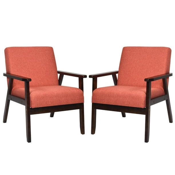 Giantex Set of 2 Accent Chair, MidCentury Modern Arm Chair for Living