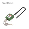 thumbnail image 2 of Lockout Tagout Locks 3 Inch Shackle Key Different Safety Padlock Plastic Lock Green 2 pcs, 2 of 4