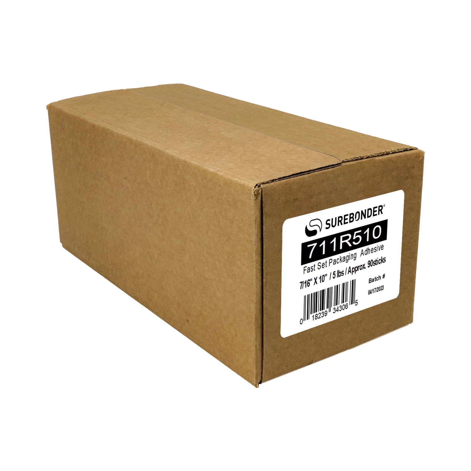 Surebonder 711R510 Full Size 10" Fast Set Packaging Hot Glue Sticks for Box and Package Sealing, 15 Second Set Time, 5 lb Box, Light Amber