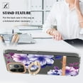 thumbnail image 3 of ELEHOLD Clear Case for iPhone 15 Pro Max,Flower Floral Pattern, Slim Thin Anti-Yellowing Flexible Shockproof Case with Ring Holder Stand,Purple Flower, 3 of 4