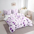 thumbnail image 3 of Manfei Cute Polka Dots 7pcs Bedding Comforter Set,Geometric Circular Pattern Queen Bedding Sets,Purple White Queen Sheet Sets For Girls Kids,Breathable Home Decor Reversible, 3 of 8