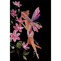 Pictura Fairy Silhouette Smelling Pink Flowers Birthday Card for Woman : Her