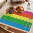 thumbnail image 3 of Retro Striped Placemats Set of 2, Green Brown Wood Grain Country Stripes Non-Slip Place Mats Washable Table Mats for Kitchen Dining Table Decorations Indoor/Outdoor, 3 of 9