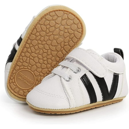

Baby Boys Girls Pu Leather Hard Bottom Walking Sneakers Toddler Rubber Sole First Walkers Infant Cartoon Slippers Crib Shoes