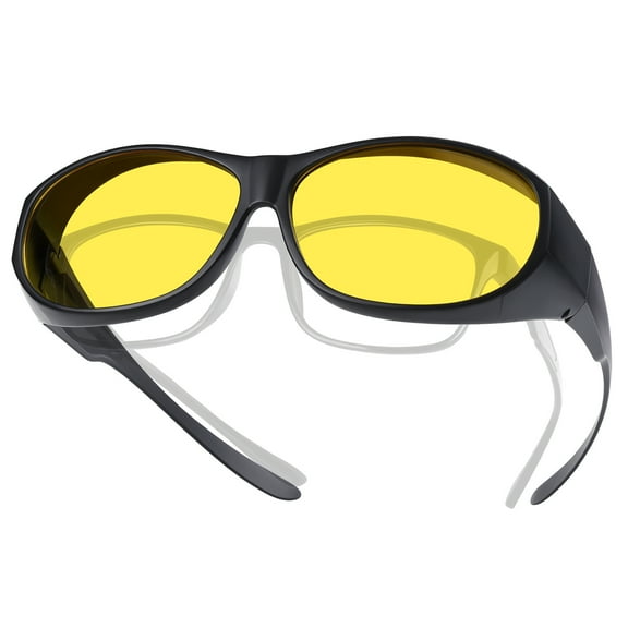 TINHAO Polarized Night Driving Glasses for Men Women Fit Over Glasses, Night Vision Glasses Ultra Lightweight UV400 Protection