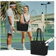 thumbnail image 6 of Yucurem Pickleball Tote Bag with Shoe Compartment, Large Quilted Tennis Tote Bag Holds 2-4 Rackets, Water-Resistant & Lightweight for Men & Women (Black), 6 of 10