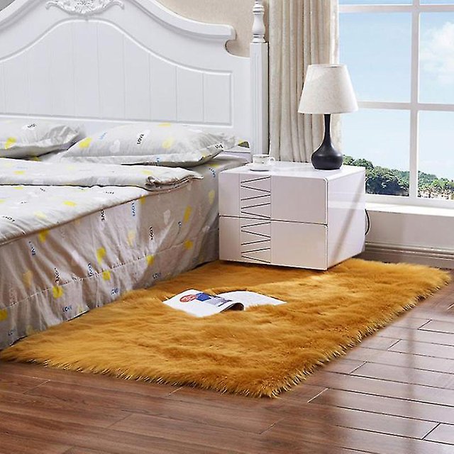 Alfombra decorativa rectangular esponjosa antideslizante para sofá, dormitorio, alfombra peluda