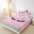 thumbnail image 4 of Homewish Girls Beauty Eyelashes Queen Sheet Sets, Glitter Waterdrop Flat Sheet, Pink Classic Checks Queen Fitted Sheet, Luxury Bedroom Decor, 4pcs, 4 of 7