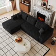 thumbnail image 4 of 107" Cloud Sectional Sofa with L-Shape Chaise, Plush Corduroy Fabric, Black, 4 of 8