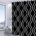 thumbnail image 3 of Black and White Shower Curtain, Modern White Stripes Shower Curtain for Bathroom Waterproof Polyester Fabric Geometric Shower Curtain Set with Hooks, 72x72 Inch, 3 of 5