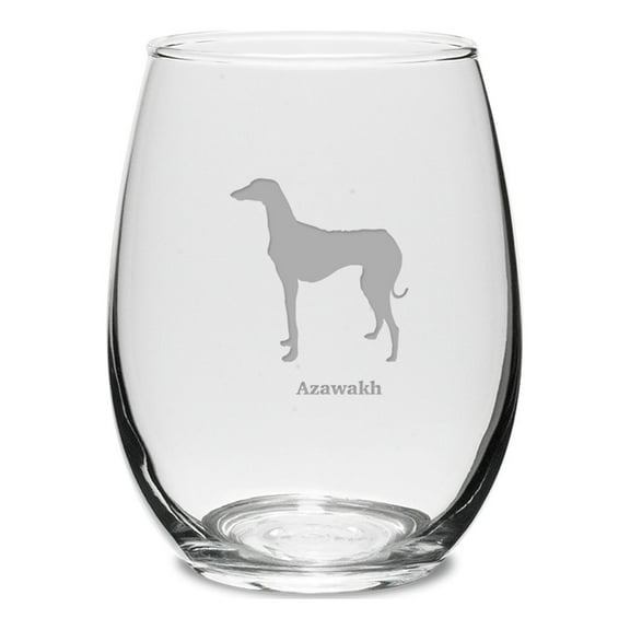 Azawakh Deep Etched 15 oz Stemless White Wine Glass