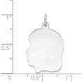thumbnail image 3 of 14K White Gold Plain Medium.027 Depth Facing Left Engravable Girl Charm (27 X 17) Made In United States xwm62/27, 3 of 5