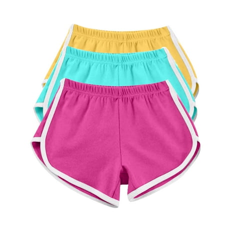 Lovskoo Women s 3 Pack Dolphin Dance Yoga Sports Short Summer Multicolor Running Athletic Pant Waistband Shorts for Women Hot Pink