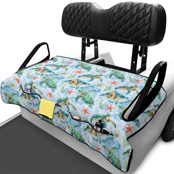 XYZCANDO Turtle Pattern Golfcart Seat Towel Cover Protector with Front Pockets, Protection, Suitable for Sports, Fit for EZGO