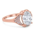 thumbnail image 2 of Rose Tone, Simulated Cubic Zirconia Size-9 Oval Art Deco Wedding Engagement Bridal Ring 925 Sterling Silver, 2 of 7