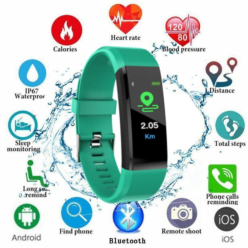 Fitness Smart Watch Band Sport Activity Tracker Fit Android iOS Smart Watch For Sports(Green