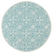 SAFAVIEH Metro Sunny Medallion Area Rug, Teal/Ivory, 6' x 6' Round
