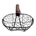 thumbnail image 1 of Cesta de alambre para huevos con asa de madera, cesta rústica para aperitivos, cesta para guardar cosas en la cocina. Café, 1 of 7