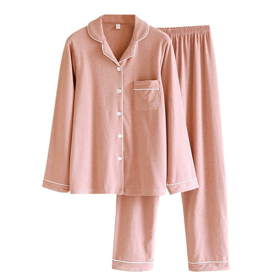 Pajamas Sets for Women 2Pc Long Sleeve St Long Sleeve Pajamas for Women Button Down Loungewear Set with Pockets