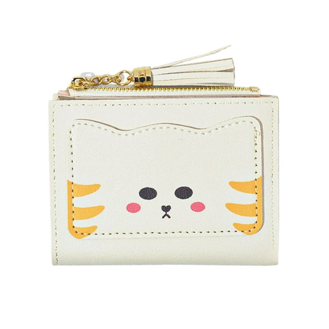 Cartera para niñas Tarjetero pequeño Monedero para mujer Monedero con cremallera de cuero vegano