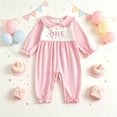 thumbnail image 6 of mgoYE Toddler Baby Girl Boy Birthday Outfit One Embroidery Jumpsuit Long Sleeve Peter Pan Collar Romper 1st Birthday Cake Smash Outfit, 6 of 6