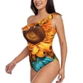 thumbnail image 5 of Daiia Deep Yellow Colorful Sunflower Women's One Piece Swimsuits Personalized One Shoulder Swimwear Asymmetric Ruffle Bathing Suits-XX-Large, 5 of 8