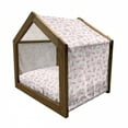 thumbnail image 2 of Paris Pet House, Eiffel Towers and French Bouquets Bows with Romantic Pattern, Outdoor & Indoor Portable Dog Kennel with Pillow and Cover, 5 Sizes, Pale Green Pale Pink, by Ambesonne, 2 of 5