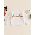 thumbnail image 4 of FOCUSNORM Toddler Halloween Sweaters Pumpkin Letter Embroidered Long Sleeve Round Neck Ribbed Knitted Pullover, 4 of 9