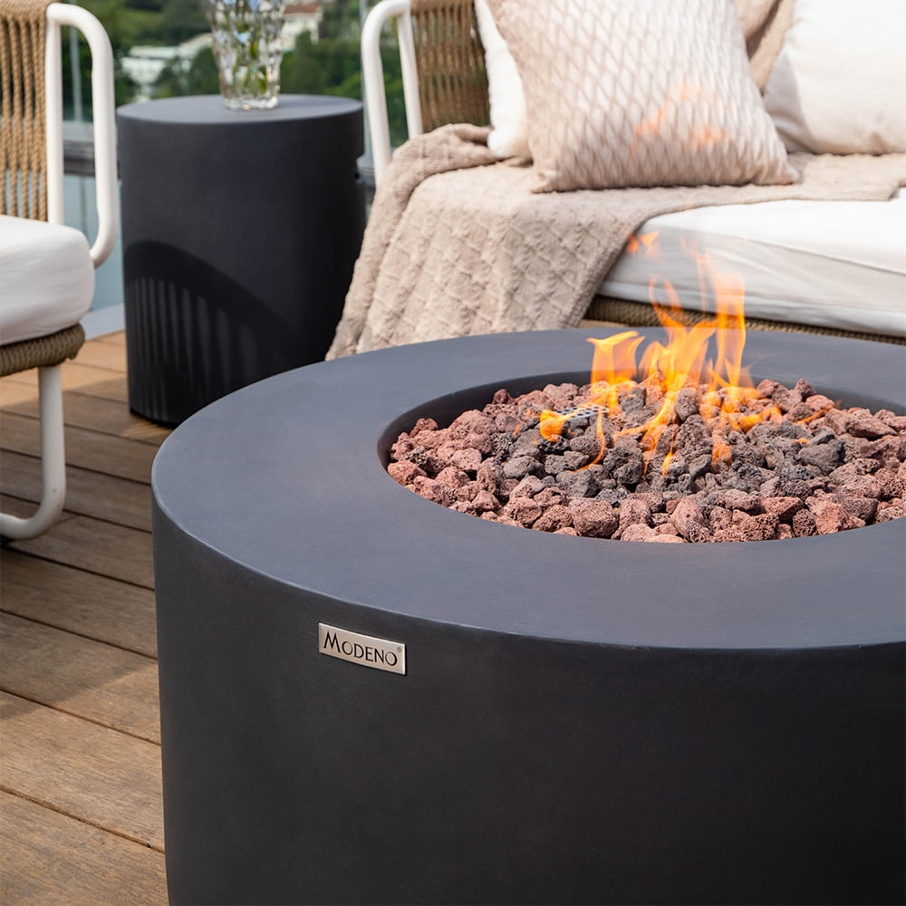 Modeno Venice Gas Fire Pit for Outside Outdoor Fire Pit Table Smokeless Fire Pit Concrete Round Fire Bowl Patio Heater Fireplace 50000 BTUs - Grey, 34 x 34 Inches