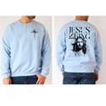 thumbnail image 3 of Jesus Is King Sweatshirt – Artistic Christian Cross & Face Graphic Pullover, 3 of 6