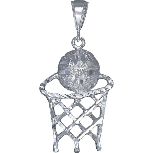 EJewelryPlus Sterling Silver Basketball Hoop Charm Pendant Necklace 2