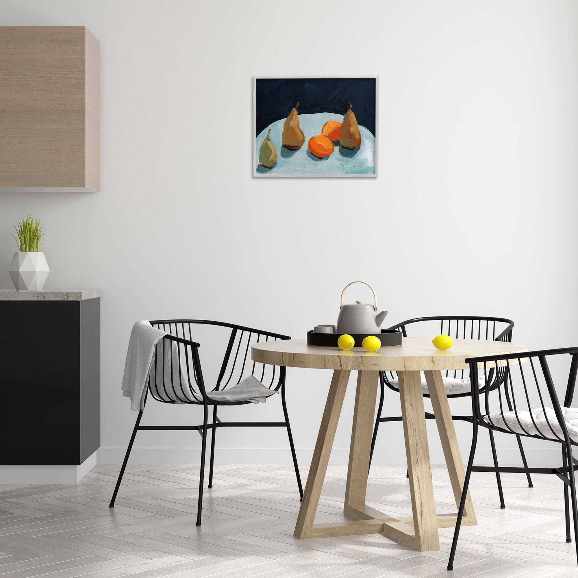 Stupell Industries Pear & Orange Food & Beverage Painting Gray Framed Art Print Wall Art, 20 x 16